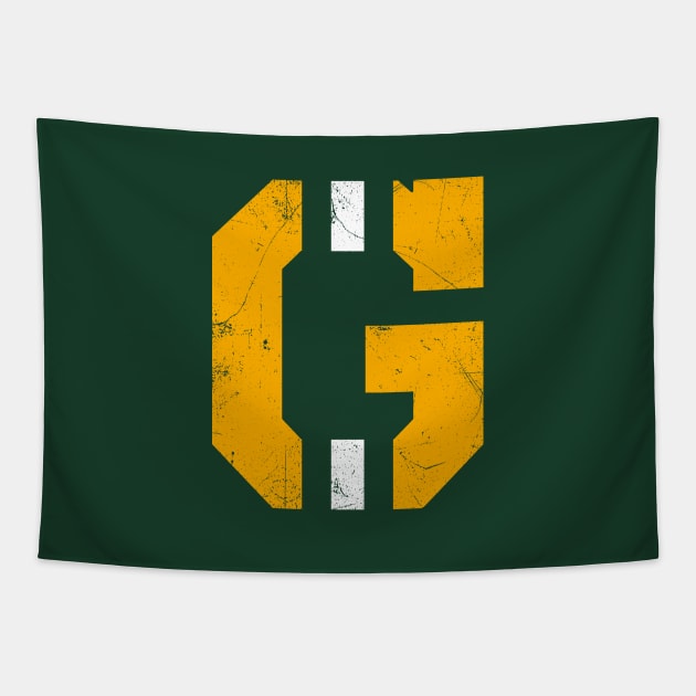 Green Bay G, vintage - green Tapestry by KFig21
