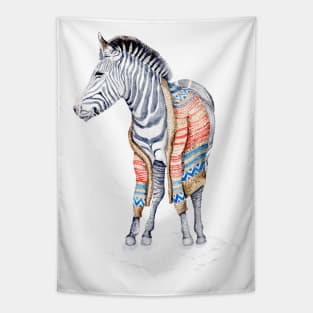 Winter Zebra in Sweater Tapestry