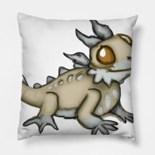 Cute Bearded Dragon Drawing Pillow