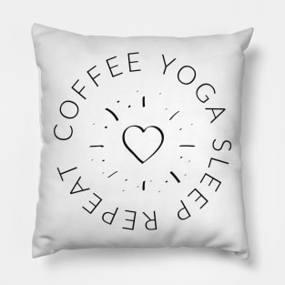 coffee yoga sleep repeat by kaziknows Pillow