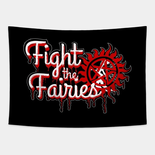 Fight the Fairies! Supernatural fanart Tapestry by FitzGingerArt