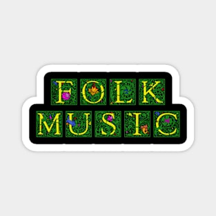 Folk Music in Yellow William Morris Letters Magnet