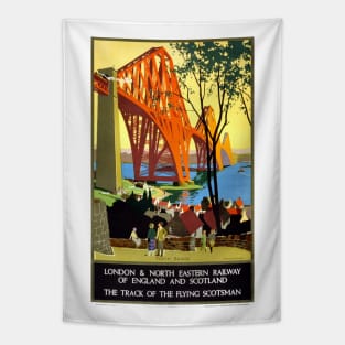 Forth Bridge Scotland Vintage Railway Poster 1928 Tapestry