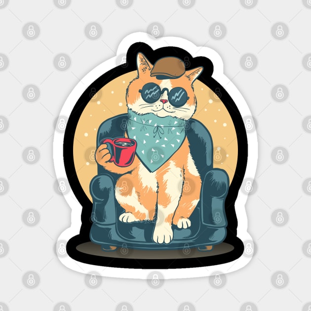 Cat chilling out Magnet by sharukhdesign