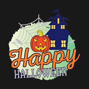 Happy Halloween Cute Pumpking and Creepy House Quote T-Shirt