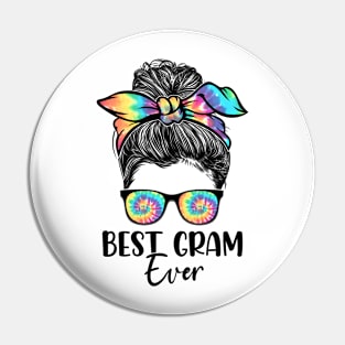 Best Gram Ever Tie Dye Messy Bun Bandana Mother's Day Pin