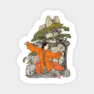 Tai Chi Warrior in the Mountains (Orange) Magnet