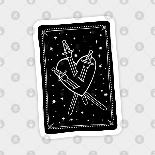 Three of Swords Tarot Magnet by OccultOmaStore