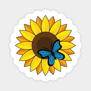 Sunflower and Blue Butterfly Magnet