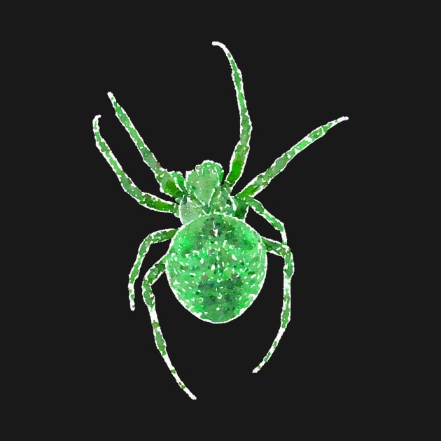 Green Spider Orb-Weaver Watercolor Style by Griffelkinn