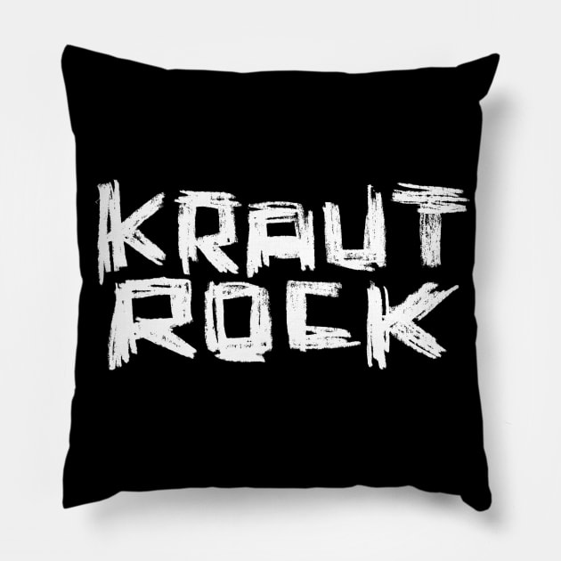 Hand Lettering Typeface Krautrock Music Pillow by badlydrawnbabe