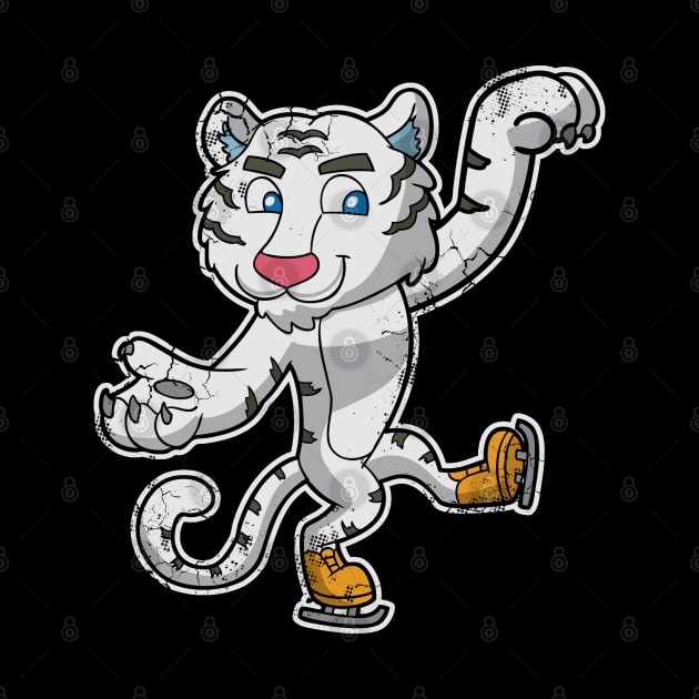 Ice Skater White Tiger Figure Skate Winter Sports by E