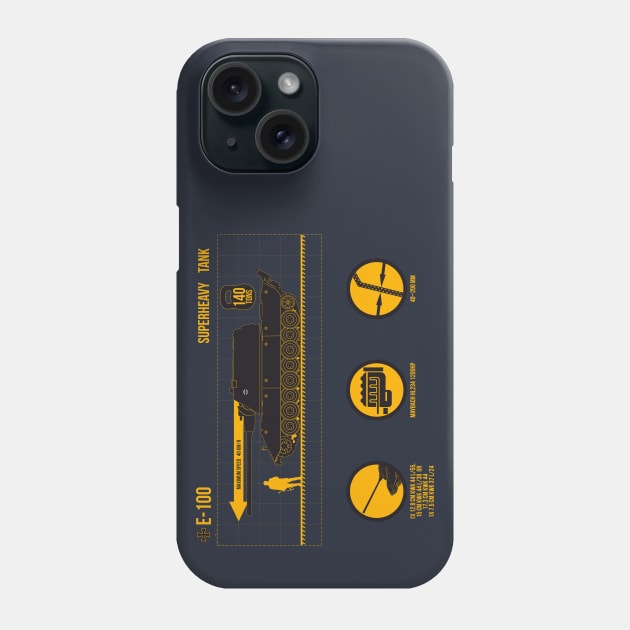 Infographic German super-heavy tank E-100 Phone Case by FAawRay