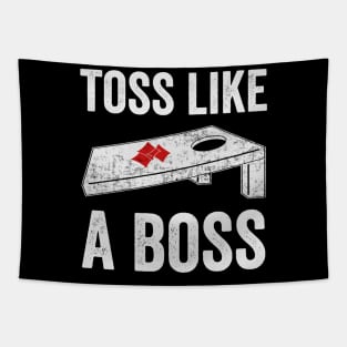 Toss Like A Boss Funny Cornhole Player Tapestry