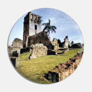 Colorized vintage photo of ruins of old Panama Pin