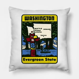 Vintage Washington State Decal Pillow