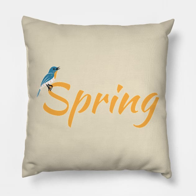 spring, bird, yellow Pillow by DailyLifePrint