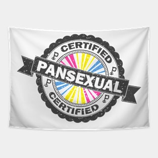 Certified Pansexual Pride Seal of Approval with Pride Flag Background Tapestry