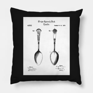 Kitchen Spoon Patent - Cooking Baker Kitchen Decor Art - White Pillow