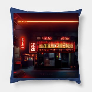 Cyberpunk Tokyo Ramen Shop Pillow