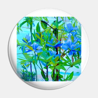 Blue Tropical Flowers Pin