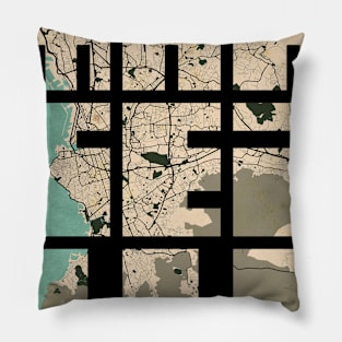 Marseille, France City Map Typography - Vintage Pillow