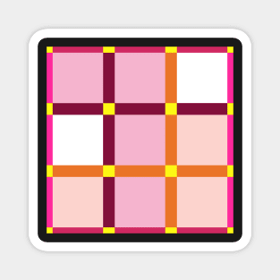 Window check pattern in pink and orange Magnet