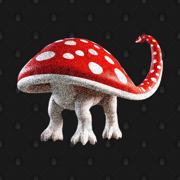 Red and White Mushroom Hat Brontosaurus A Simple Delight by Artistic Design