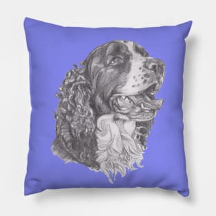 Classic English Springer Spaniel Dog Profile Drawing Pillow