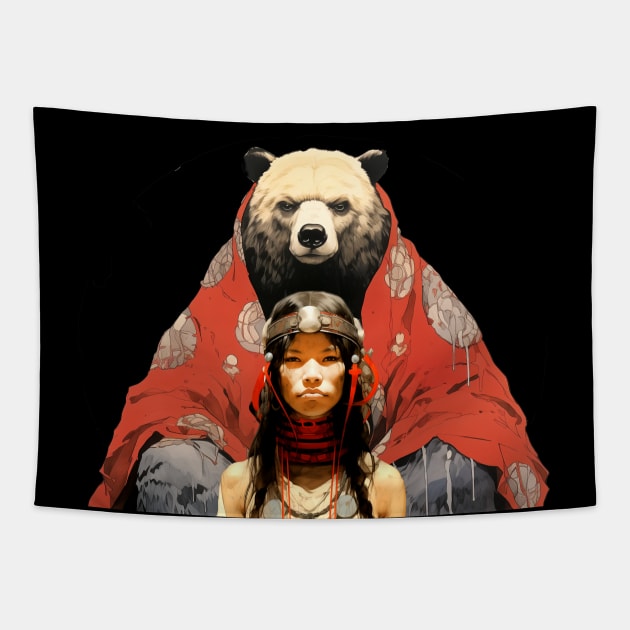National Native American Heritage Month: "The Bear Mother" or "The Woman Who Married a Bear" Tapestry by Puff Sumo