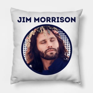 jim morrison || blue flowers Pillow