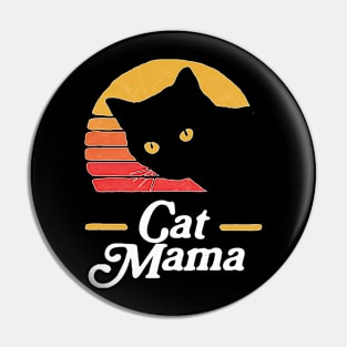 Cat Mama Vintage Eighties Style Cat Retro Distressed Pin