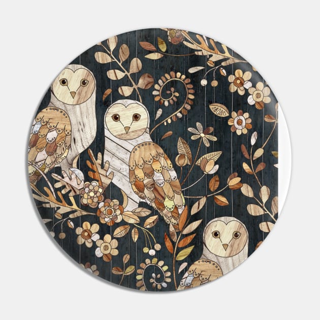 Wooden Wonderland Barn Owl Collage Pin by micklyn