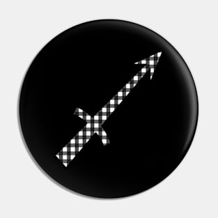 Sagittarius Zodiac Horoscope Symbol in Black and White Gingham Pattern Pin