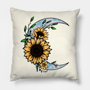 Sunflower and moon Pillow