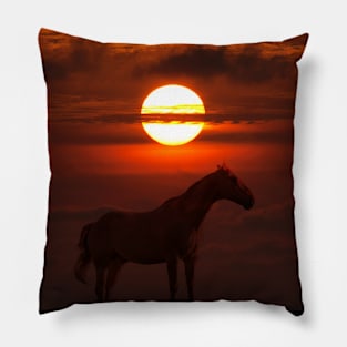 Horse under the dark Sun Pillow