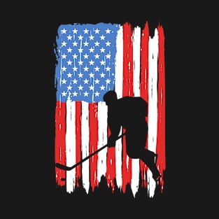 American Flag Hockey Ice Graphic T-Shirt