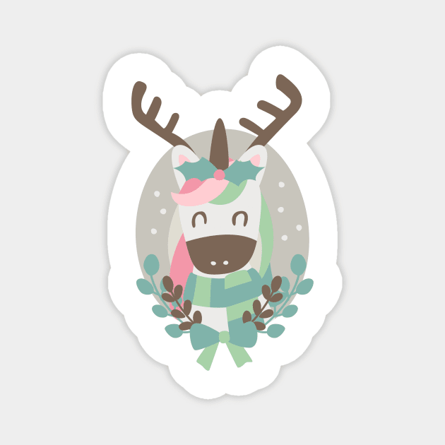 Christmas unicorn Magnet by melomania