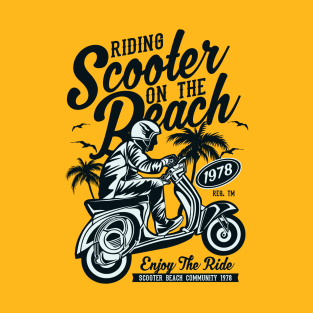 Riding Scooter On The Beach T-Shirt