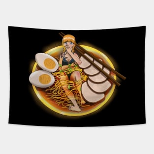 Anime Girl and Ramen | Anime Girl and Foods Collection Item -5 Tapestry