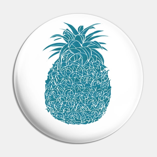 Turquoise Glitter Filled Pineapple Design Pin by PurposelyDesigned