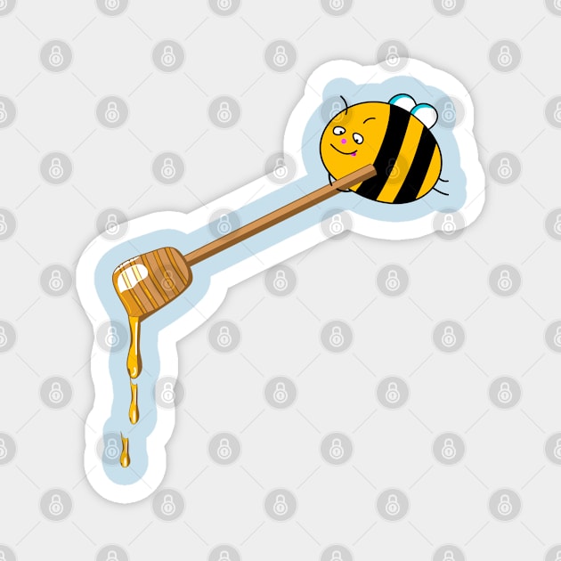 Funny bee with honey Magnet by spontania