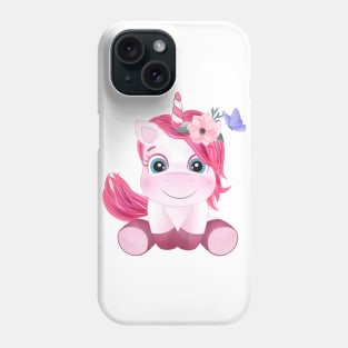 Cute unicorn with watercolor tshirt Phone Case