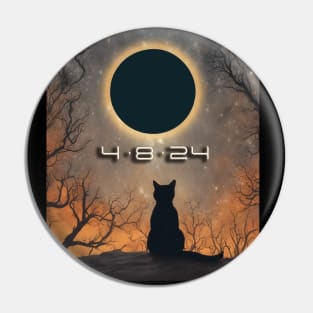 Cat Watching Total Solar Eclipse Pin