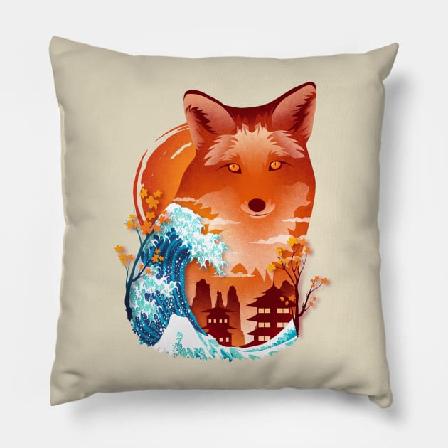 Fox Landscape Pillow by rioaditama