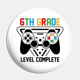 6th Grade Level Complete Gamer Boys Graduation Gifts Pin