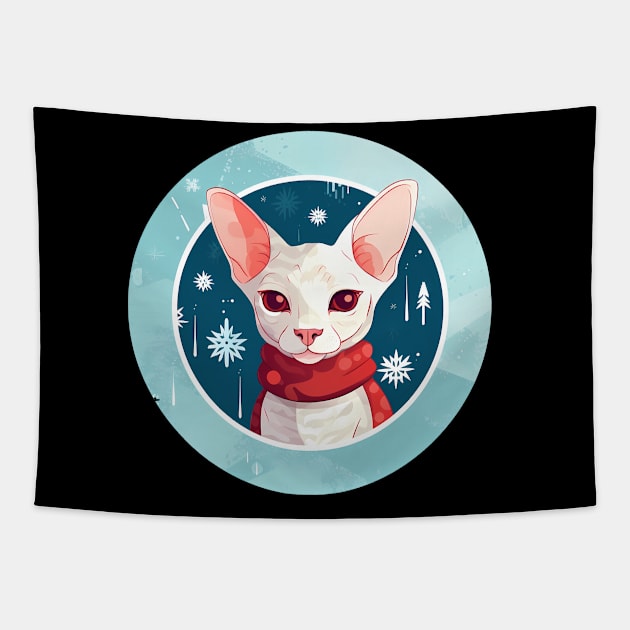 Cornish Rex Cat Xmas, Love Cats Tapestry by dukito