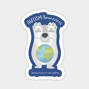 Autism Awareness Earth Bear Magnet