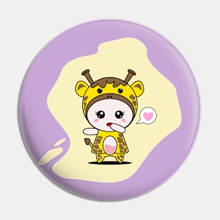 Cute Giraffe Character Pin