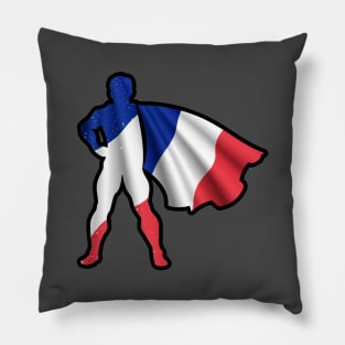 France Hero Wearing Cape of French Flag Hope and Peace Unite in France Pillow